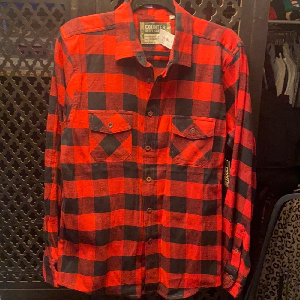 NEW! Counter Intelligence Red and Black 100% Cotton Plaid